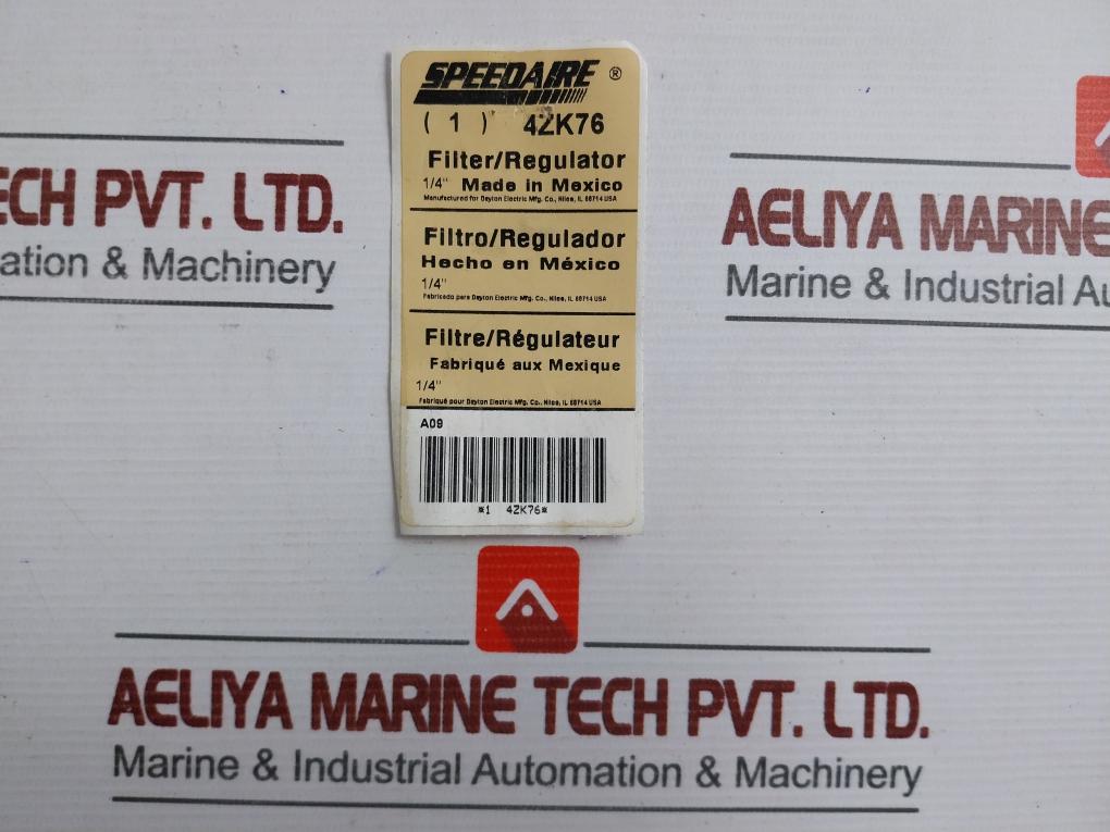 Speedaire 4Zk76 Filter Regulator With Pressure Gauge 0-160 Psi