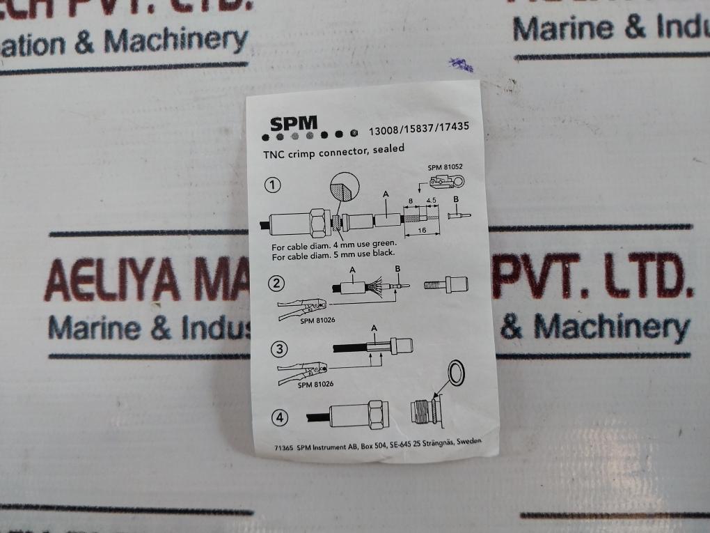 Spm Instrument 22648593 13008 Tnc Watertight Ss Cable Connector Kit