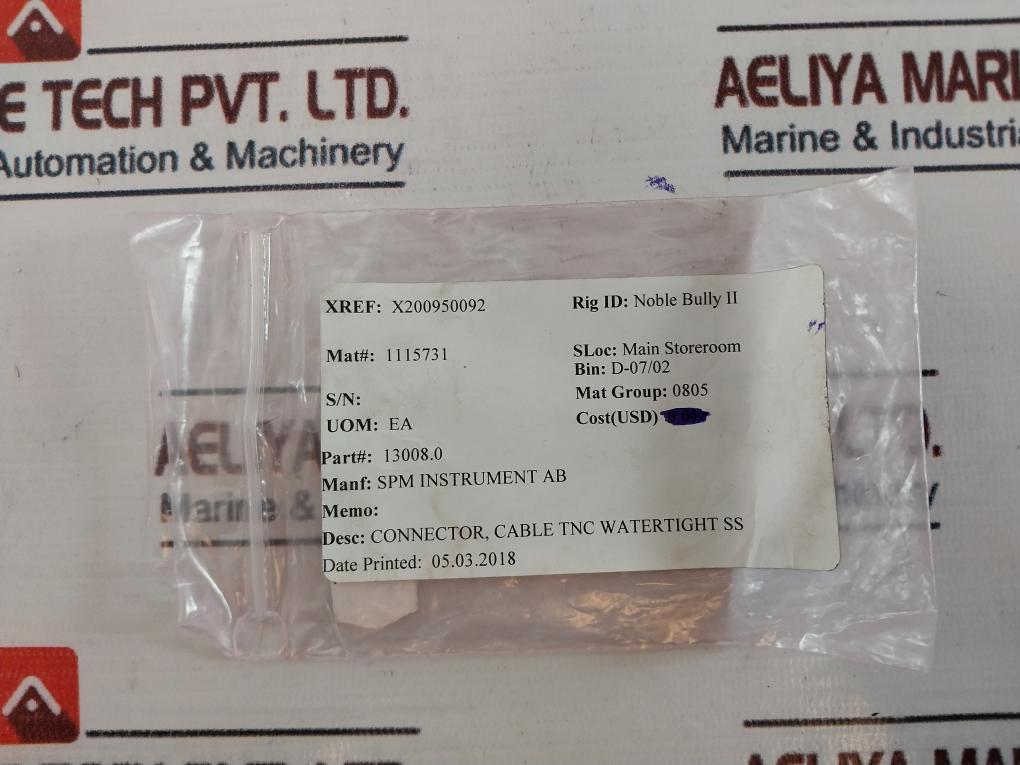 Spm Instrument 22648593 13008 Tnc Watertight Ss Cable Connector Kit