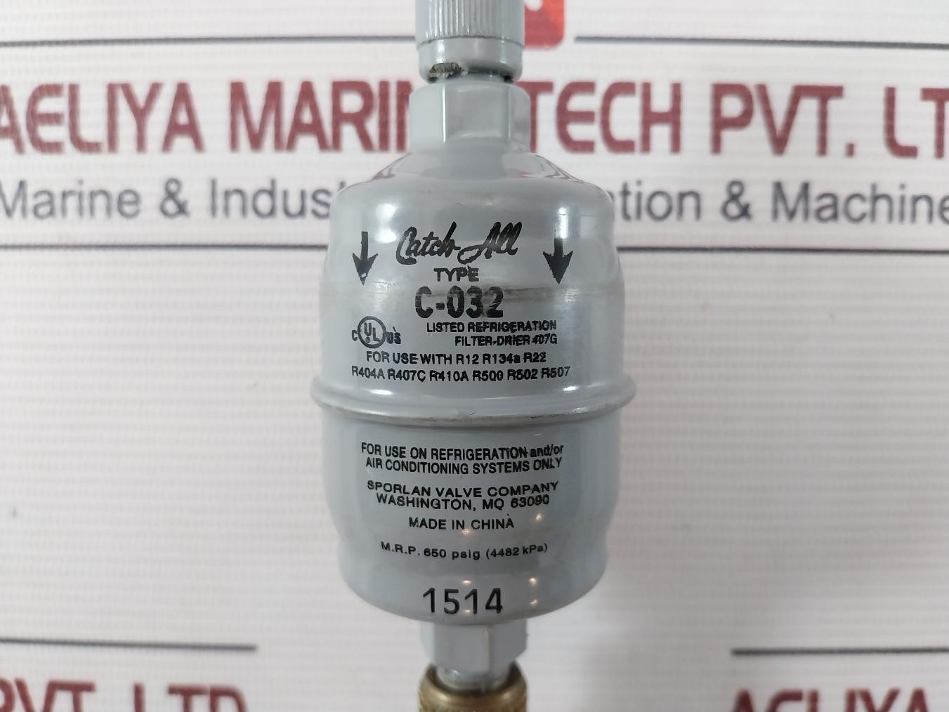 Sporlan C-032 Catch-all Filter-drier 407G 650 Psig (4482 Kpa)