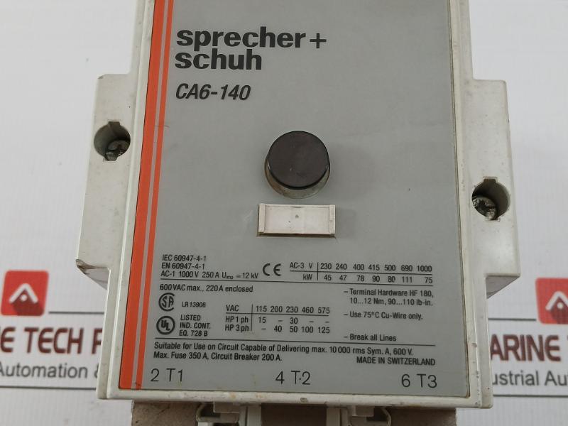 Sprecher+Schuh Contactor 120V 60Hz Ca6-10
