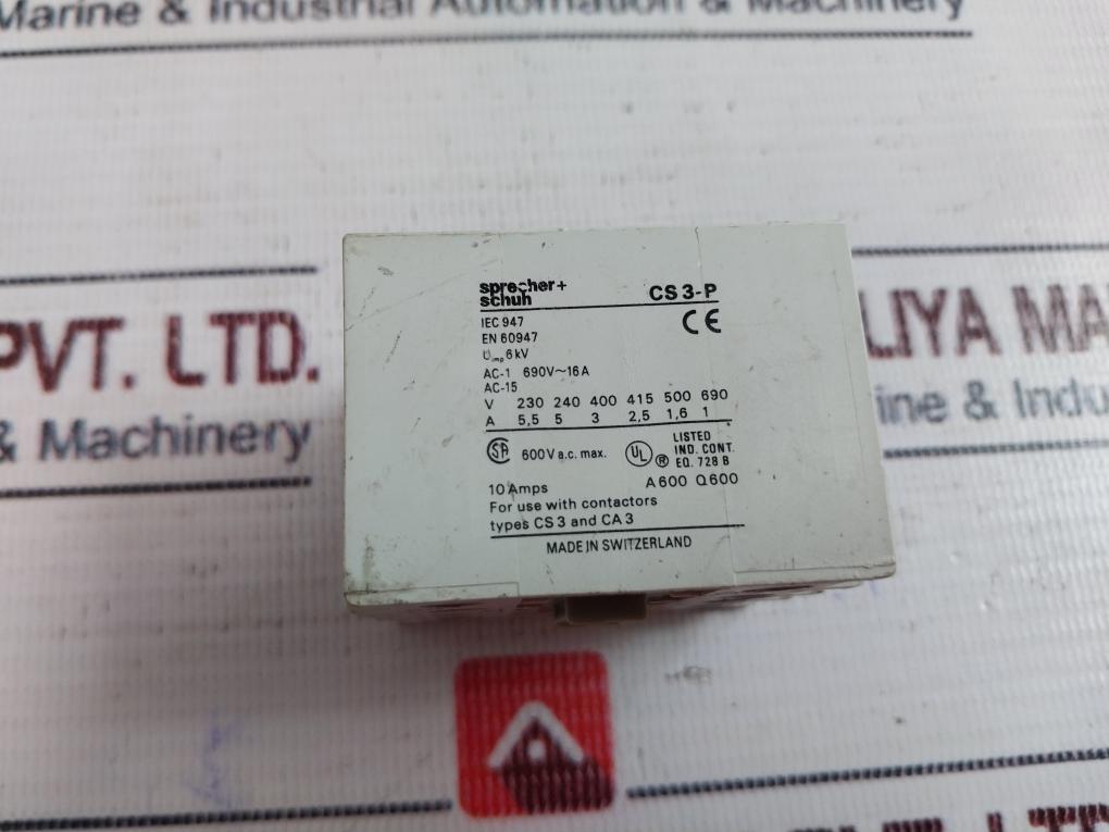 Sprecher+Schuh Cs 3-p Auxiliary Contact Block 600V