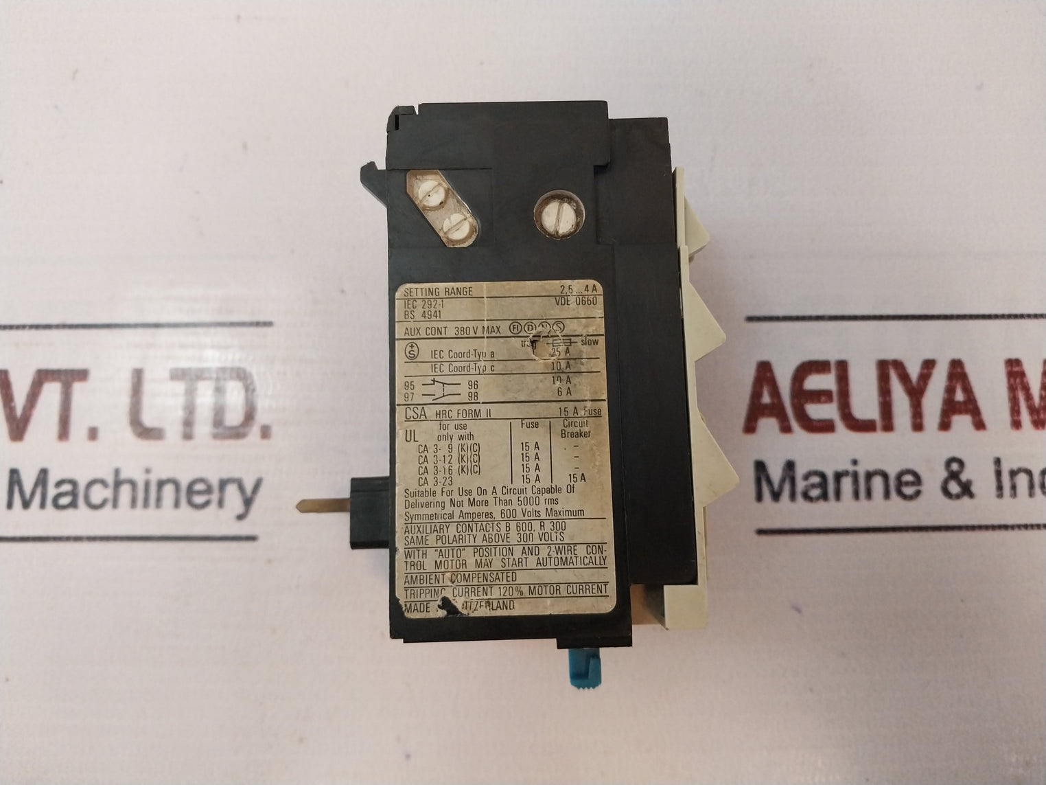 Sprecher+Schuh Ct 3-12 Overload Relay 600V Ac 2.5-4.0 A