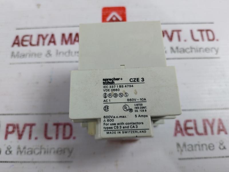 Sprecher +Schuh Cze 3-11 Time Delay Block Relay 660V 10A 0.3-30S