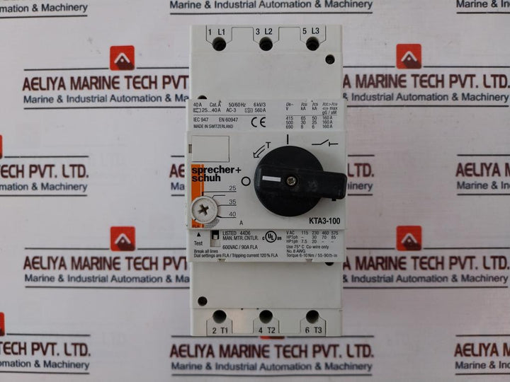 Sprecher+Schuh Kta3-100 Circuit Breaker 50/60Hz