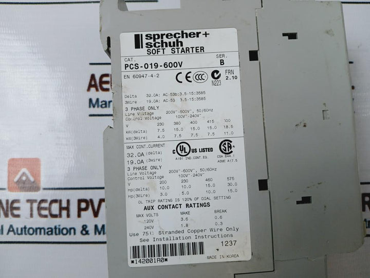 Sprecher+Schuh Pcs-019-600V Soft Starter