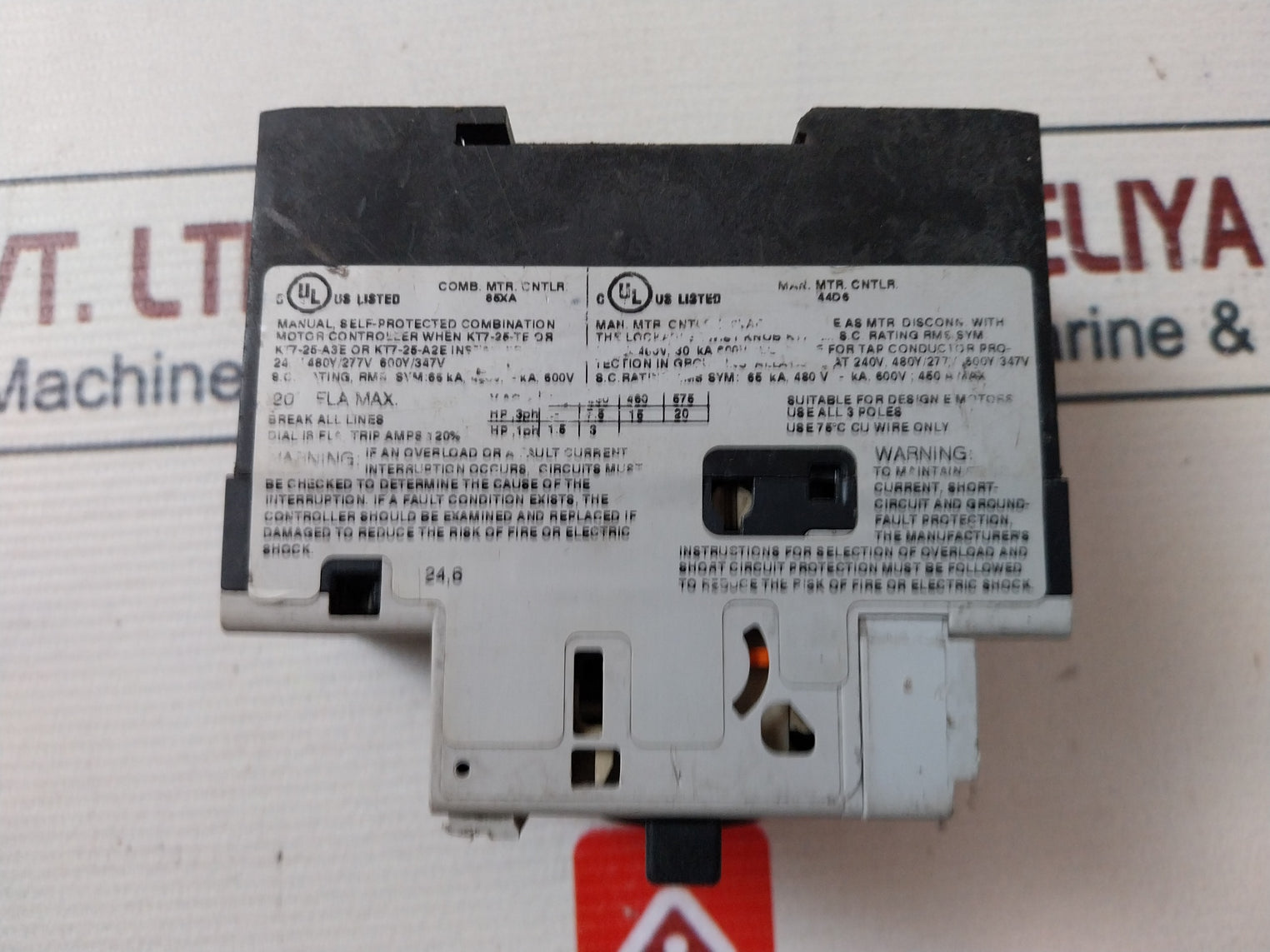 Sprecher+Schuh Kta7-25H-20A Manual Motor Controller 3Poles