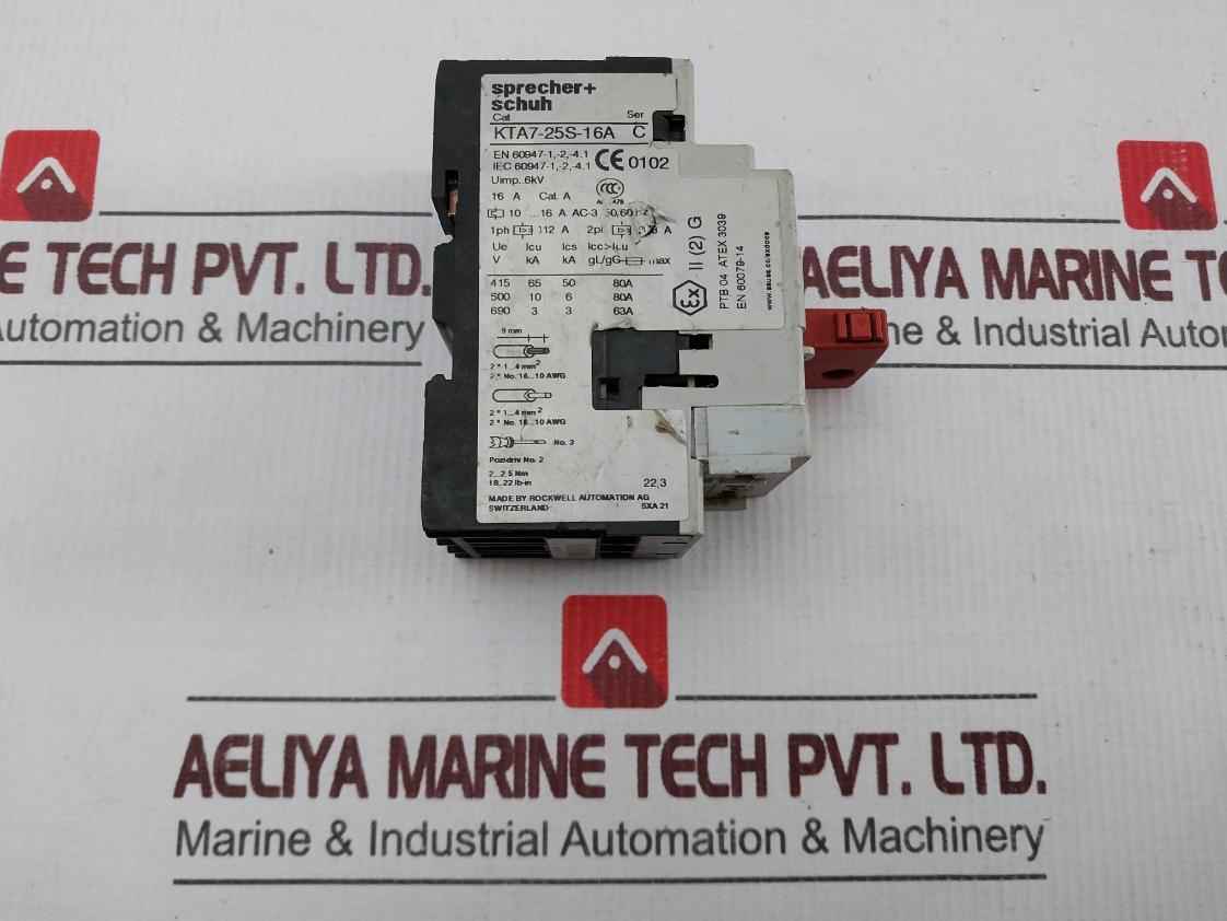 Sprecher+schuh Kta7-25s-16a Motor Protection Circuit Breaker 240vac Max