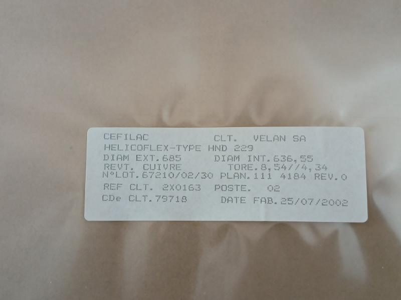 Spring-energized Metal Seal Hnd 229 Helicoflex