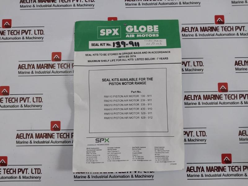 SPX Globe 139-911 Repair Trolley Piston Motor Seal Kit