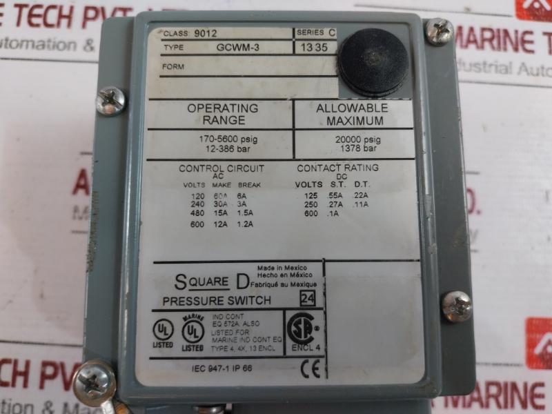 Square D Gcwm-3 Pressure Switch Series C 1335