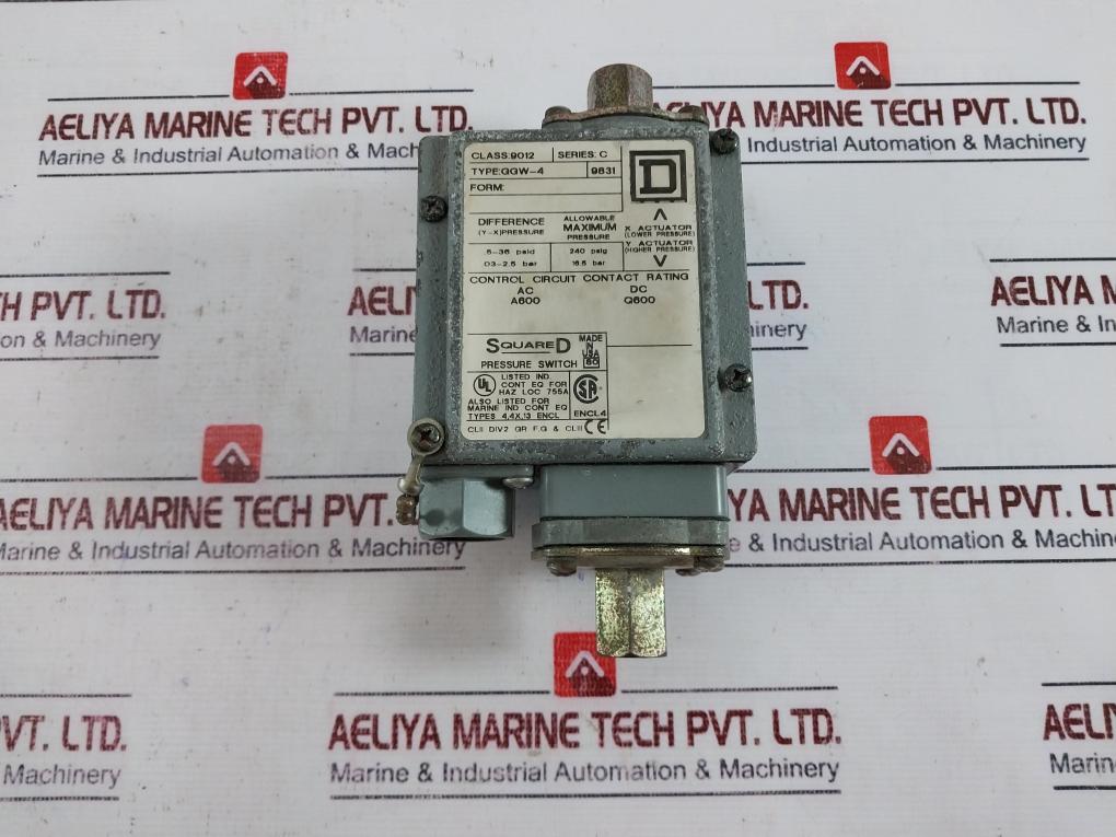 Square D Ggw-4 Pressure Switch Series C Class 9012 240 Psig 16.5 Bar