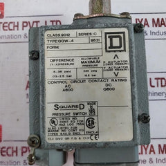 Square D Ggw-4 Pressure Switch Series C Class 9012 240 Psig 16.5 Bar