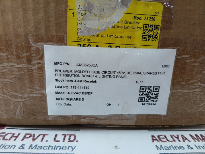 Square D Jja36250Ca Powerpact J-frame Molded Case Circuit Breaker Jj 250 3 Pole