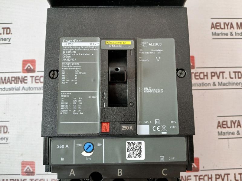 Square D Jja36250Ca Powerpact J-frame Molded Case Circuit Breaker Jj 250 3 Pole