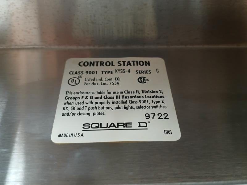 Square D Kyss-4 Control Station Class 9001 9722 Series G