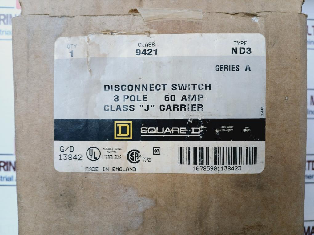 Square D Nd3 Disconnect Switch 60Amp 600Vac-250Vdc