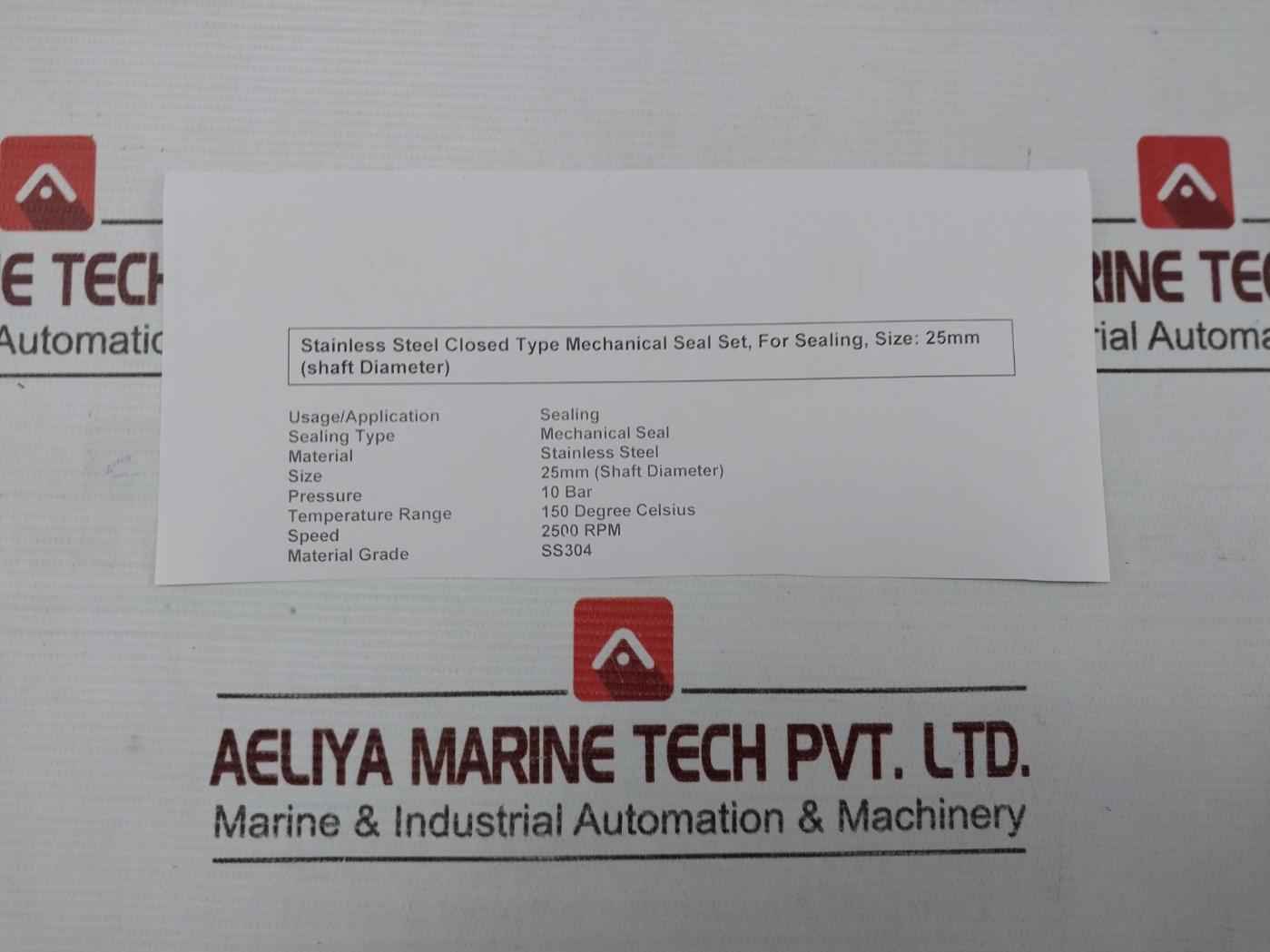 Ss304 Mechanical Seal 150 Degree Celsius 2500 Rpm 25Mm