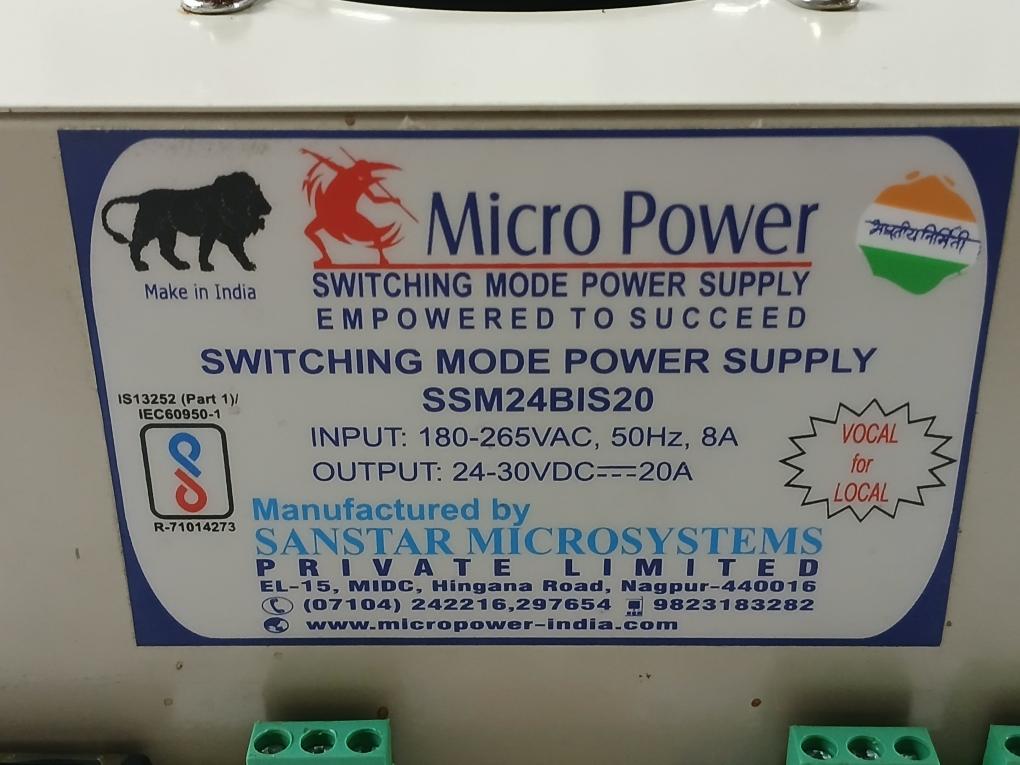 Ssm24Bis20 Sanstar Microsystems 180-265Vac 50Hz 8A Switching Mode Power Supply