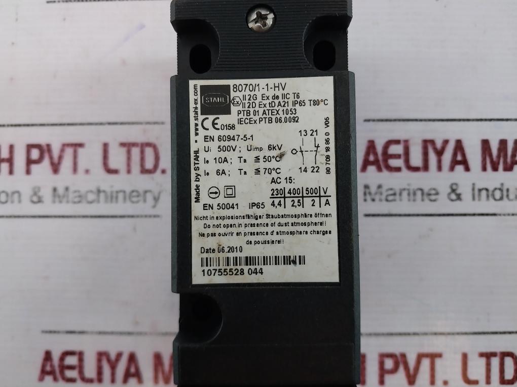 Stahl 8070/1-1-hv Position Switch Ui 500V Ii 2 G Ex De Iic T6