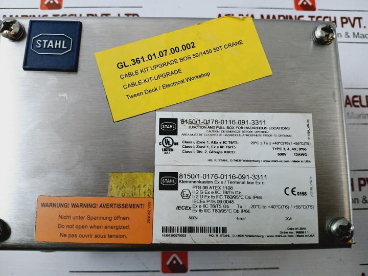 Stahl 8150/1-0176-0116-091-3311 Junction And Pull Box For Hazardous Location