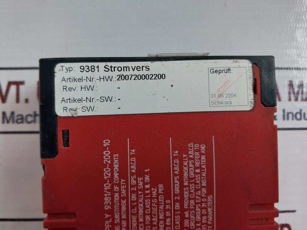 Stahl 9381/10-120-200-10 I.S. Power Supply 24V Ac/Dc