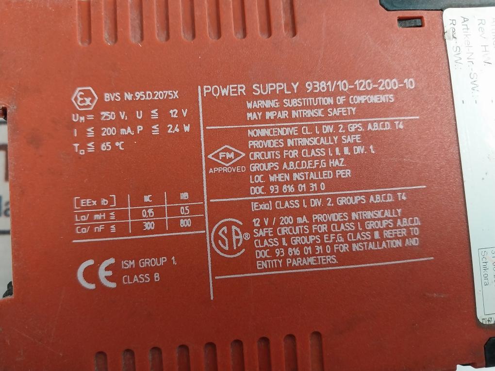 Stahl 9381/10-120-200-10 I.S. Power Supply 24V Ac/Dc