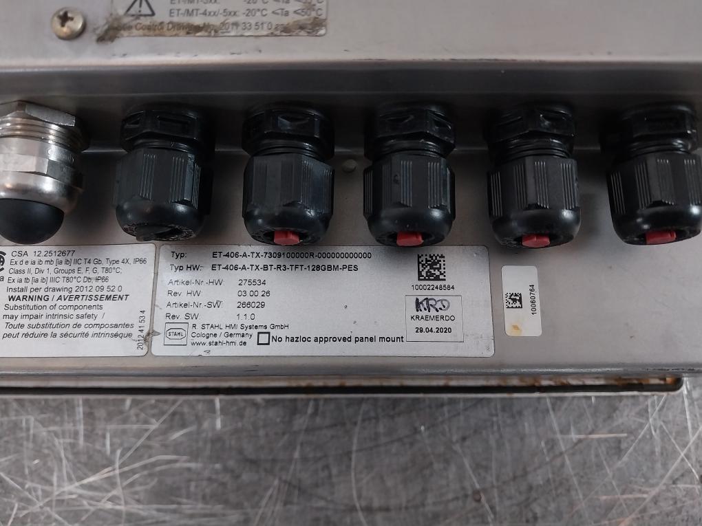 Stahl ET-406-A-TX-BT-R3-TFT-128GBM-PES Panel PC Operator Station