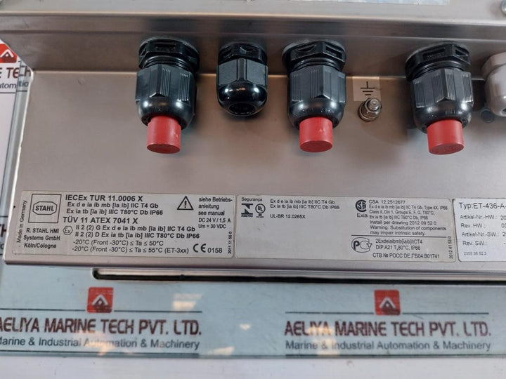 Stahl Et-436-a-tx-r1-tft-100Gb-p Exicom Panel Pc Dc 24V/1.5A 30 Vdc 01370550