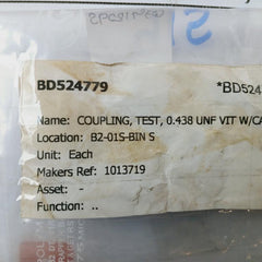 Stauff Test 20 Coupling 0.438 Unf Vit With Cap