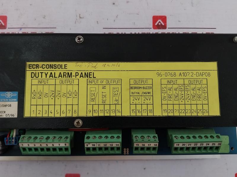 Stein Sohn 96-0268/A102.2/Dap08 Duty Alarm Panel Ecr E 326.1 A