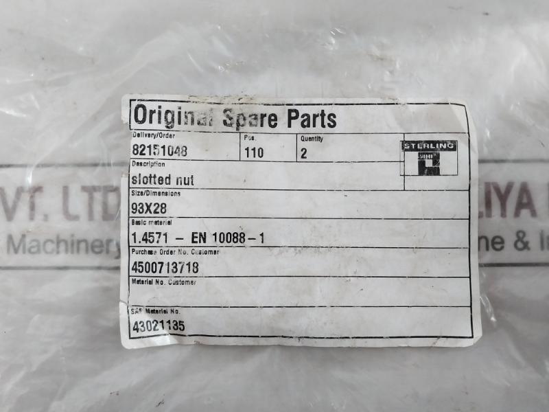 Sterling Slotted Nut 93X28 43021135 1.4571 -en 10088 - 1