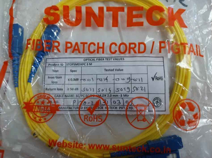 Stofsmdxpc 3 M Sunteck Sc Duplex Fiber Optic Cable Set 3-mtr