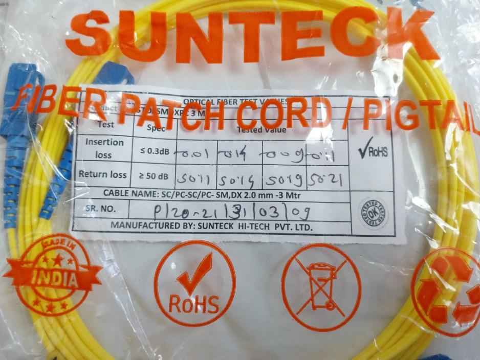 Stofsmdxpc 3 M Sunteck Sc Duplex Fiber Optic Cable Set 3-mtr
