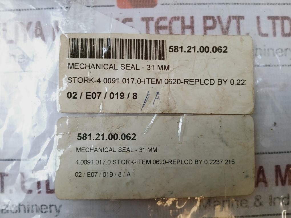Stork Mechanical Seal, 31 Mm, 4.0091.017.0, 581.21.00.062