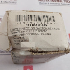 Stromberg Oetl 63K3 Non-fusible Switch 50/60Hz