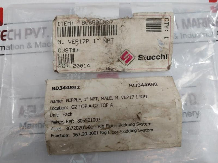 Stucchi 806501007 Vep Carbon Steel Flat Face Coupling Bd344892