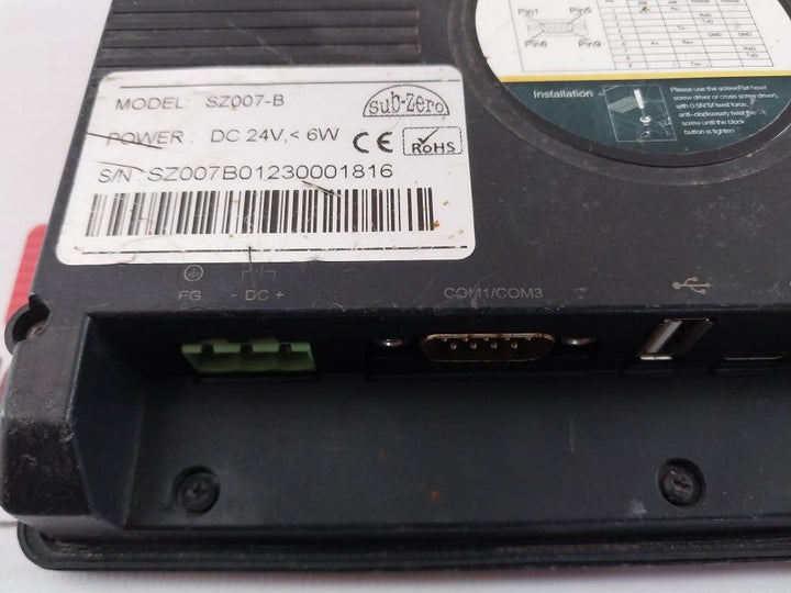 Sub-zero Sz007-b Programmable Hmi Display Dc24V 6W
