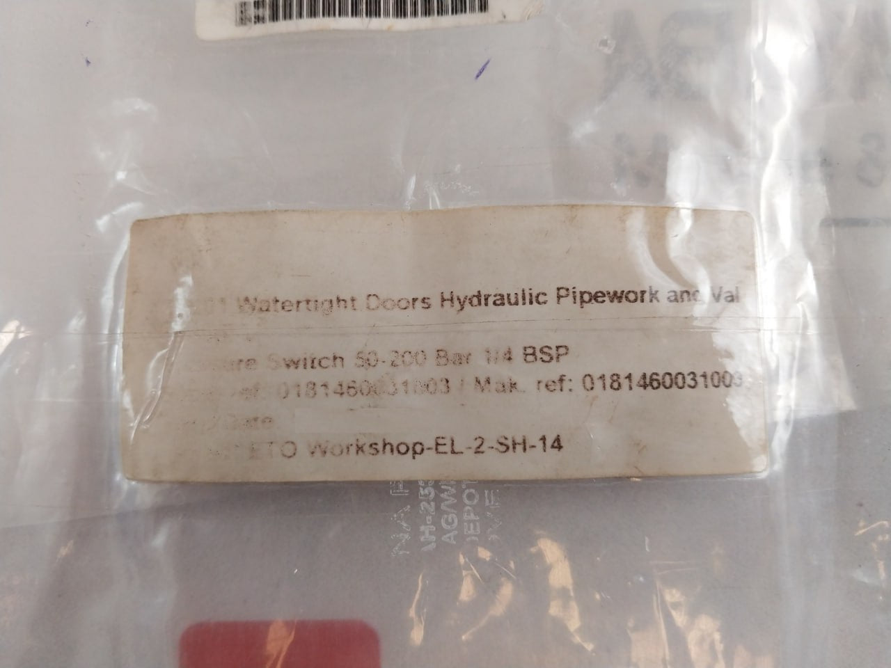 Suco 0181-46003-1-003 Piston Pressure Switch 50-200 Bar