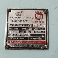 Sudhir Jb/Oa/105 Flp-wp Enclosure For Junction Box 30Amp 50A
