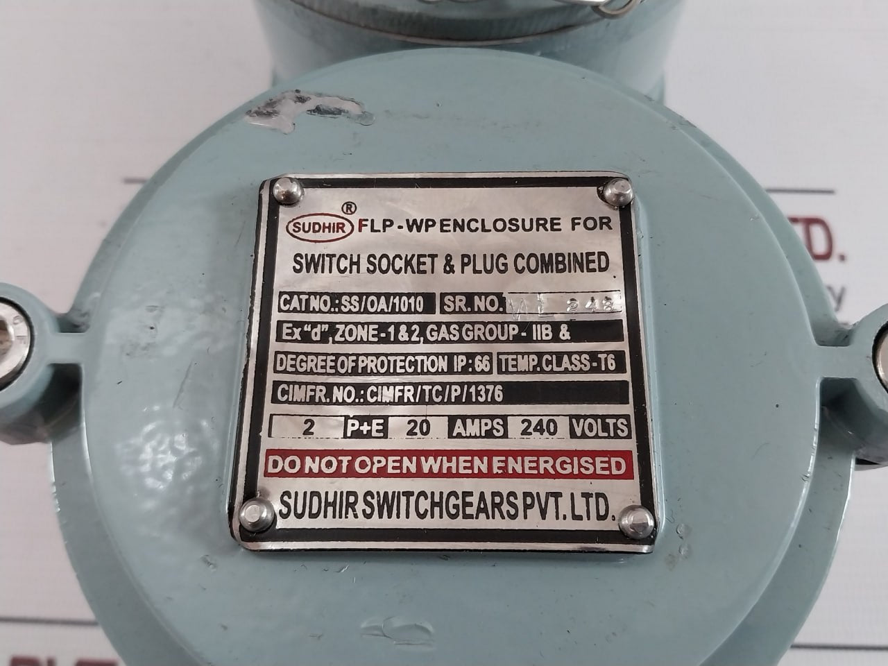 Sudhir Ss/Oa/1010 Flp-wp Enclosure For Switch Socket & Plug T6 20 Amps 240V