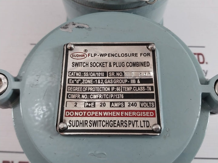 Sudhir Ss/Oa/1010 Flp-wp Enclosure For Switch Socket & Plug T6 20 Amps 240V