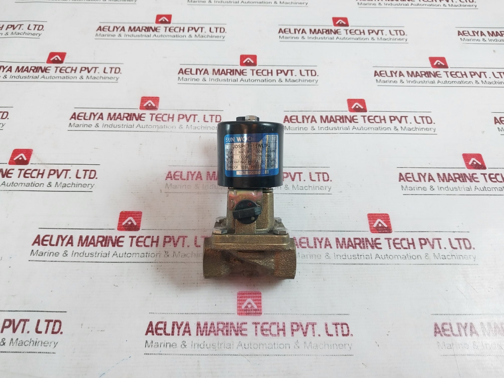 Sun Woo Jdspe7-15Wlipj Solenoid Valve 15A Water 100V 50/60Hz 0-0.6 Mpa 1.5Mpa