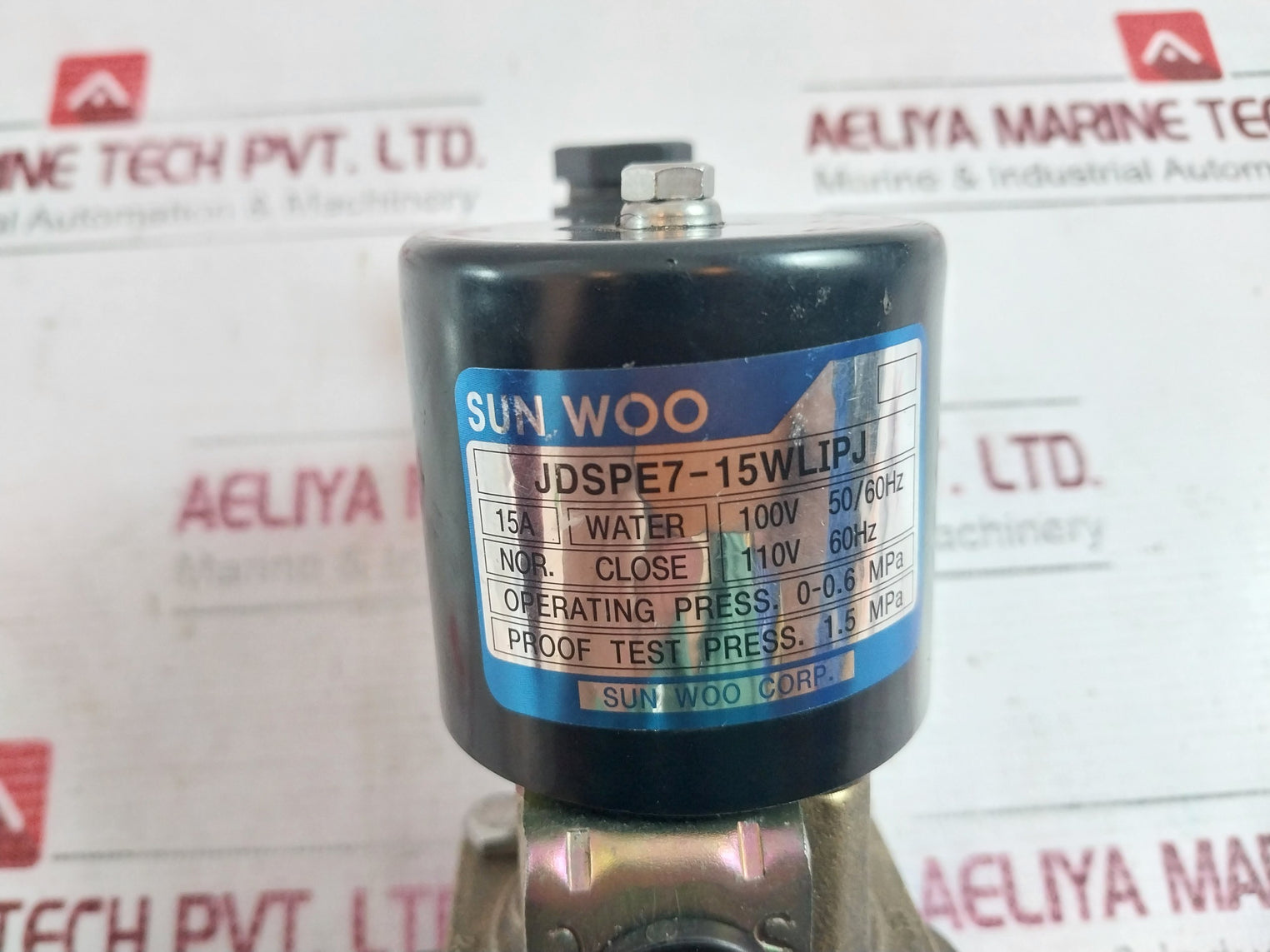 Sun Woo Jdspe7-15Wlipj Solenoid Valve 15A Water 100V 50/60Hz 0-0.6 Mpa 1.5Mpa
