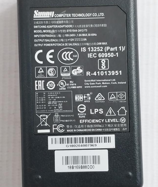 Sunny Cable Length 2 M Switching Power Adapter For Sonicwall Sys1544-2412-t3