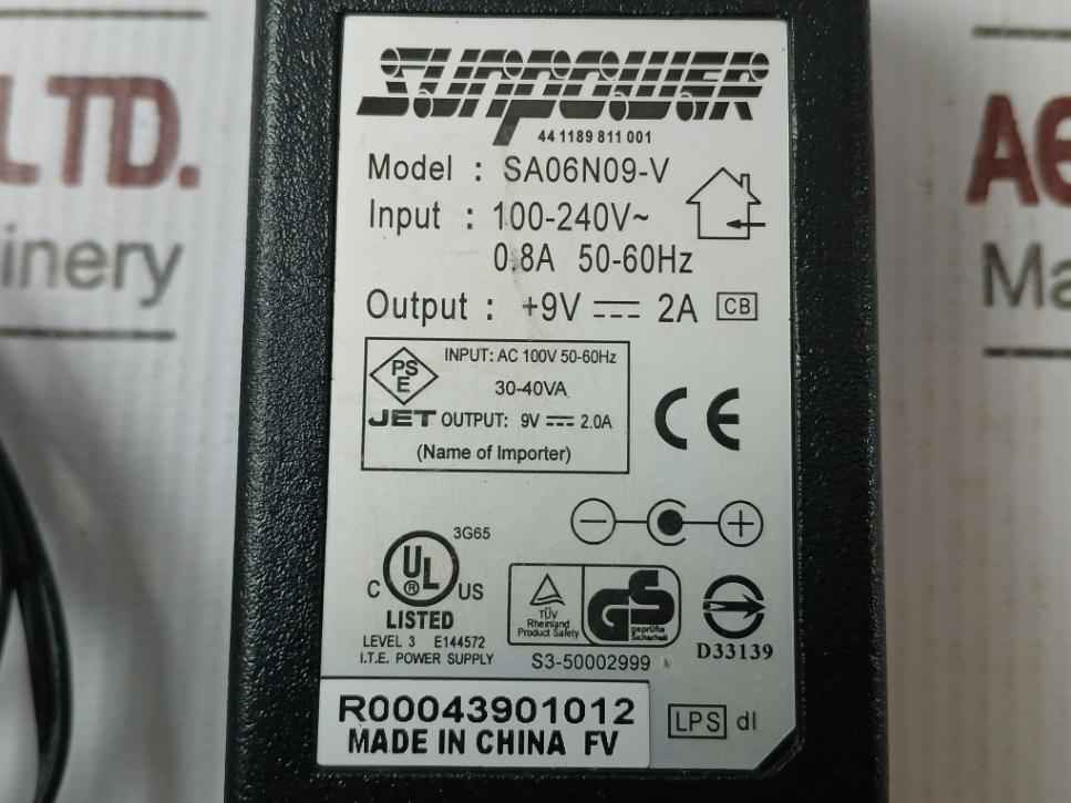 Sunpower Sa06N09-v Power Adapter 240V-50-60Hz-0.8A