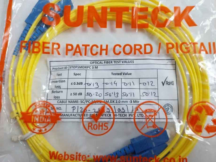 Sunteck Fiber Optic Cable Set 3-mtr Sc Duplex Stofsmdxpc 3 M