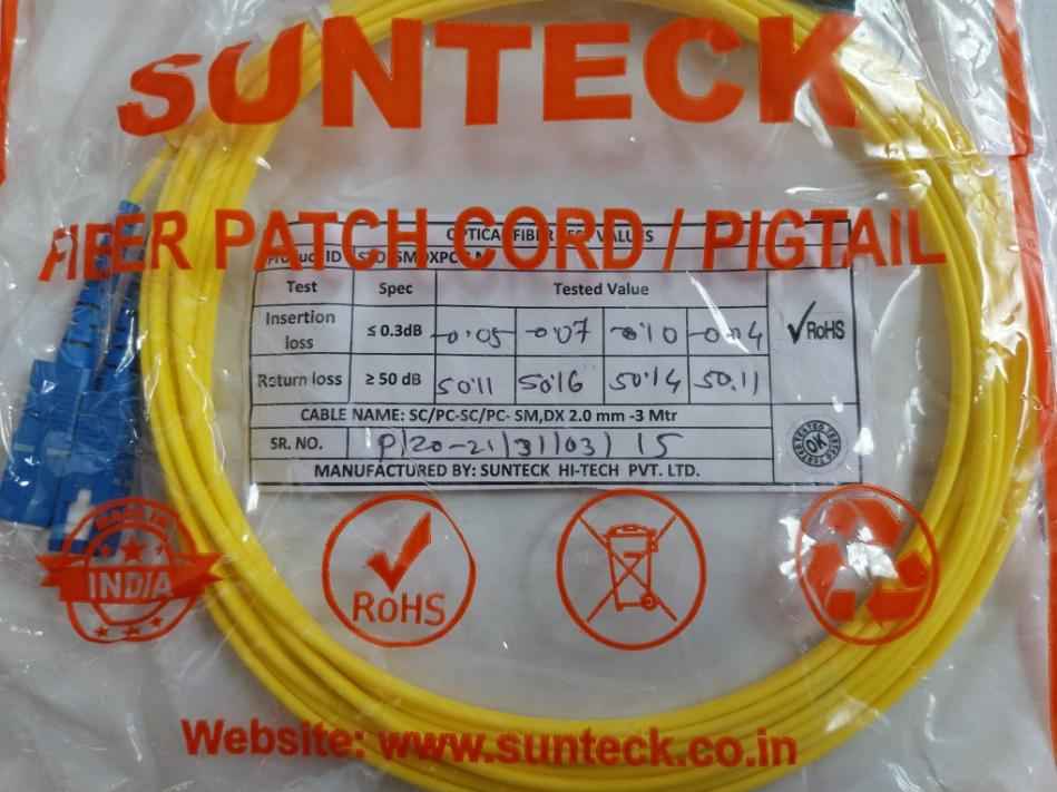 Sunteck Sc-pc Single Mode Fiber Patch Cord Cable Set Stofsmdxpc 3M