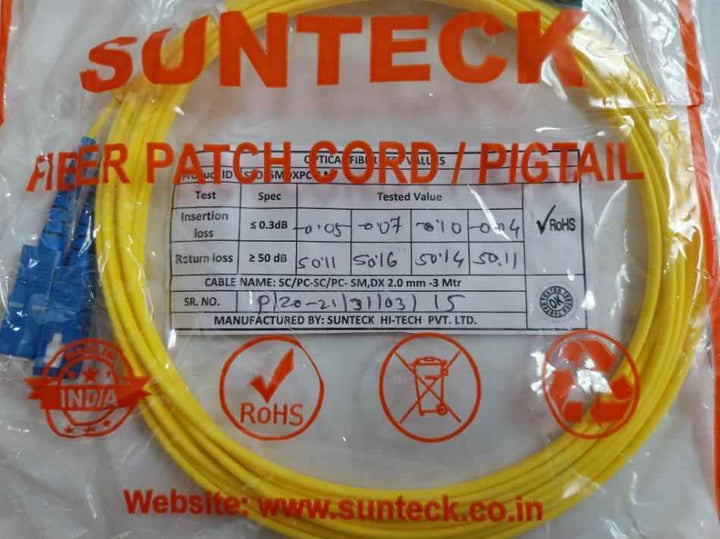 Sunteck Sc-pc Single Mode Fiber Patch Cord Cable Set Stofsmdxpc 3M