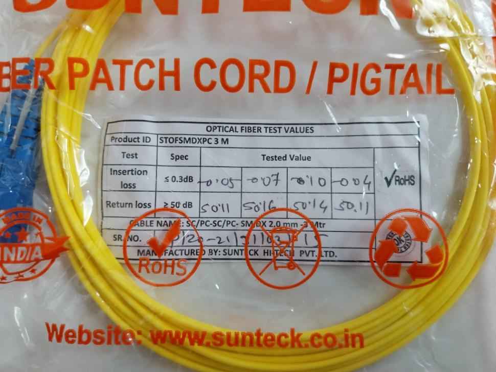 Sunteck Sc-pc Single Mode Fiber Patch Cord Cable Set Stofsmdxpc 3M